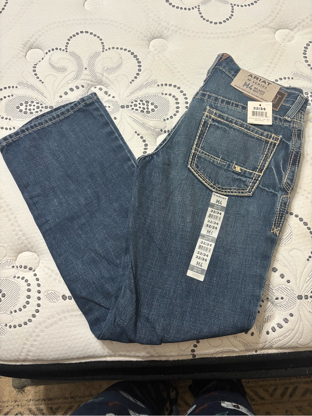 Ariat Men's Dark Blue Bootcut Jeans with Contrast Stitching
